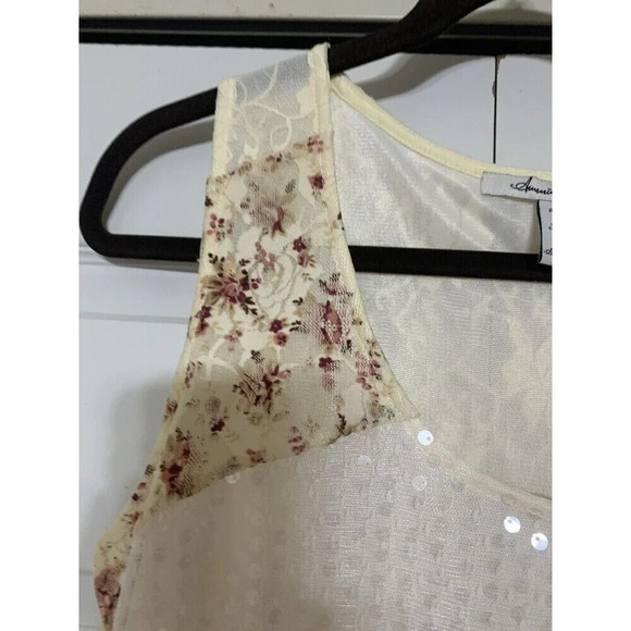 American Rag Cie Cottagecore Fairy Lacy Patchwork Sequins Tank Cami Size 0X / XL - Picture 5 of 9